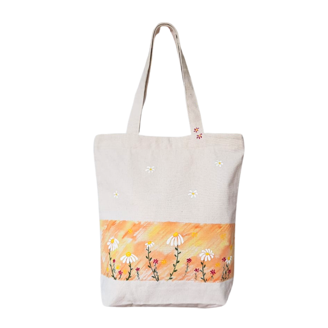Floral Abstract Hand-Painted Cotton Tote Bag 2