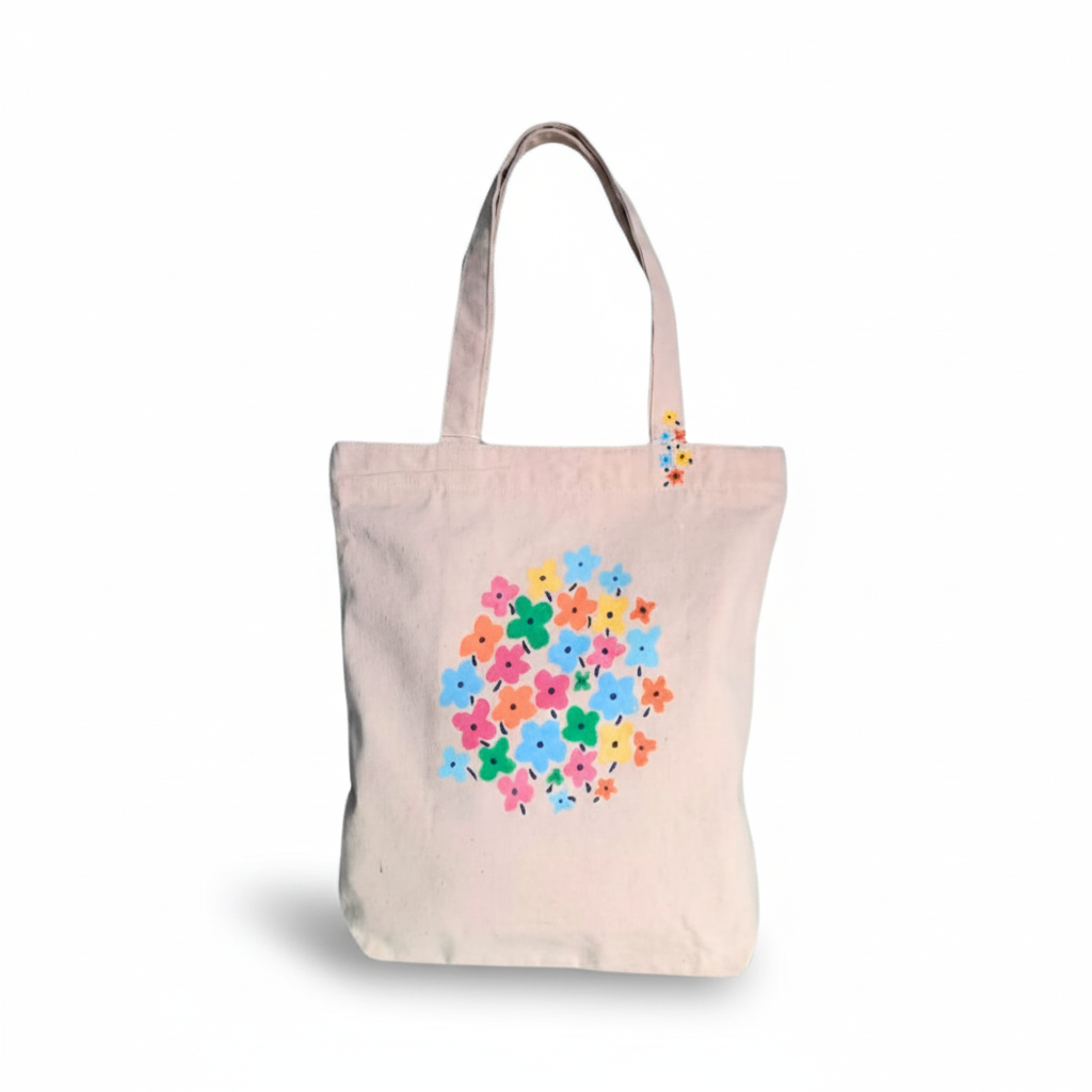 Floral Hand-Painted Cotton Tote Bag 2