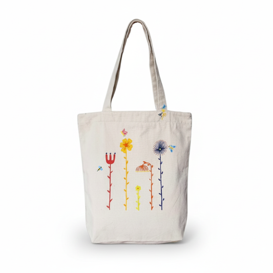 Floral Abstract Hand-Painted Cotton Tote Bag 3