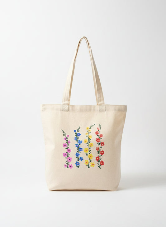Floral Hand-Painted Cotton Tote Bag 6